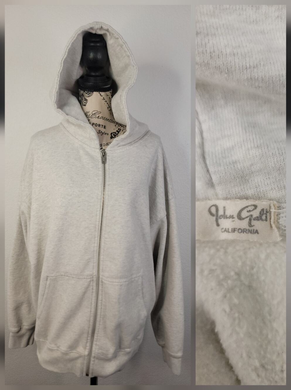 Brandy Melville John Galt Hoodie Sweater OS Oversized Boyfriend Hooded Zip Up